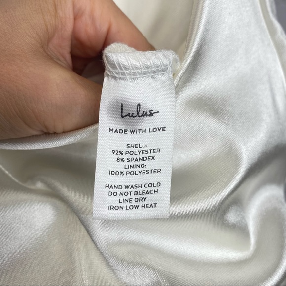 Lulu’s Forever Your Girl White Satin Bodycon Dress - Picture 8 of 9